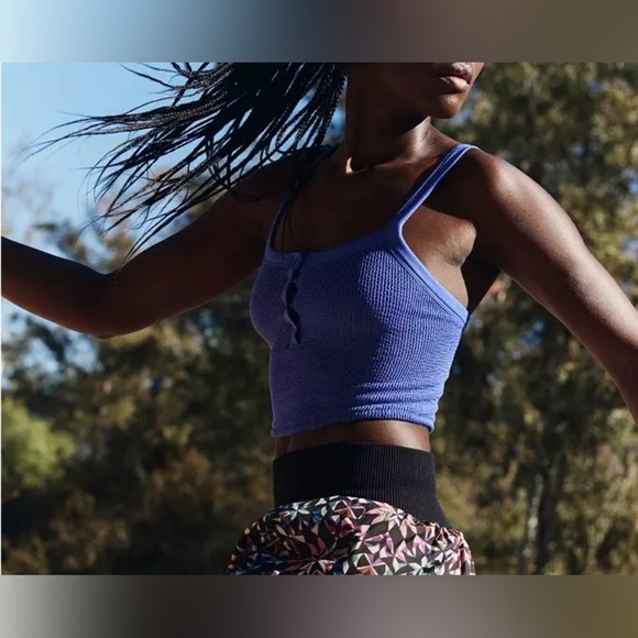 NWOT Free People FP movement All Clear Scrunched Henley Tank deep purple - XS/S - Picture 5 of 5